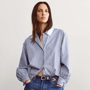 GAP X Doen Organic Cotton Eyelet Big Shirt 
Oversized Striped | Size XL